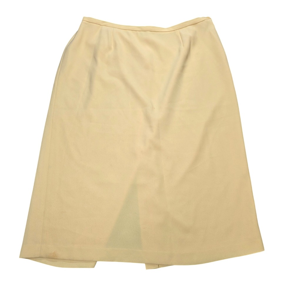 Karen Scott Midi Skirt Plus Women's Size 24W Cream Yellow Lined Elastic Back